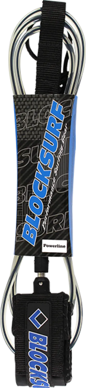 Block Powerline Surfboard Leash - 7' Clear Black