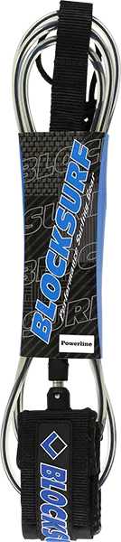 Block Powerline Surfboard Leash - 7' Clear Black