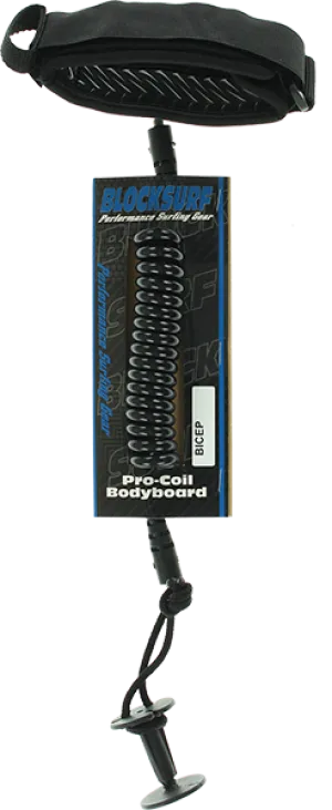 Block Pro Coiled Bicept Bodyboard Surfboard Leash - S-Black