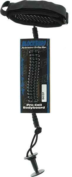 Block Pro Coiled Bicept Bodyboard Surfboard Leash - S-Black