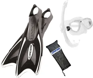Cressi Perla Mask, Dry Snorkel & Elastic Long Fins Set