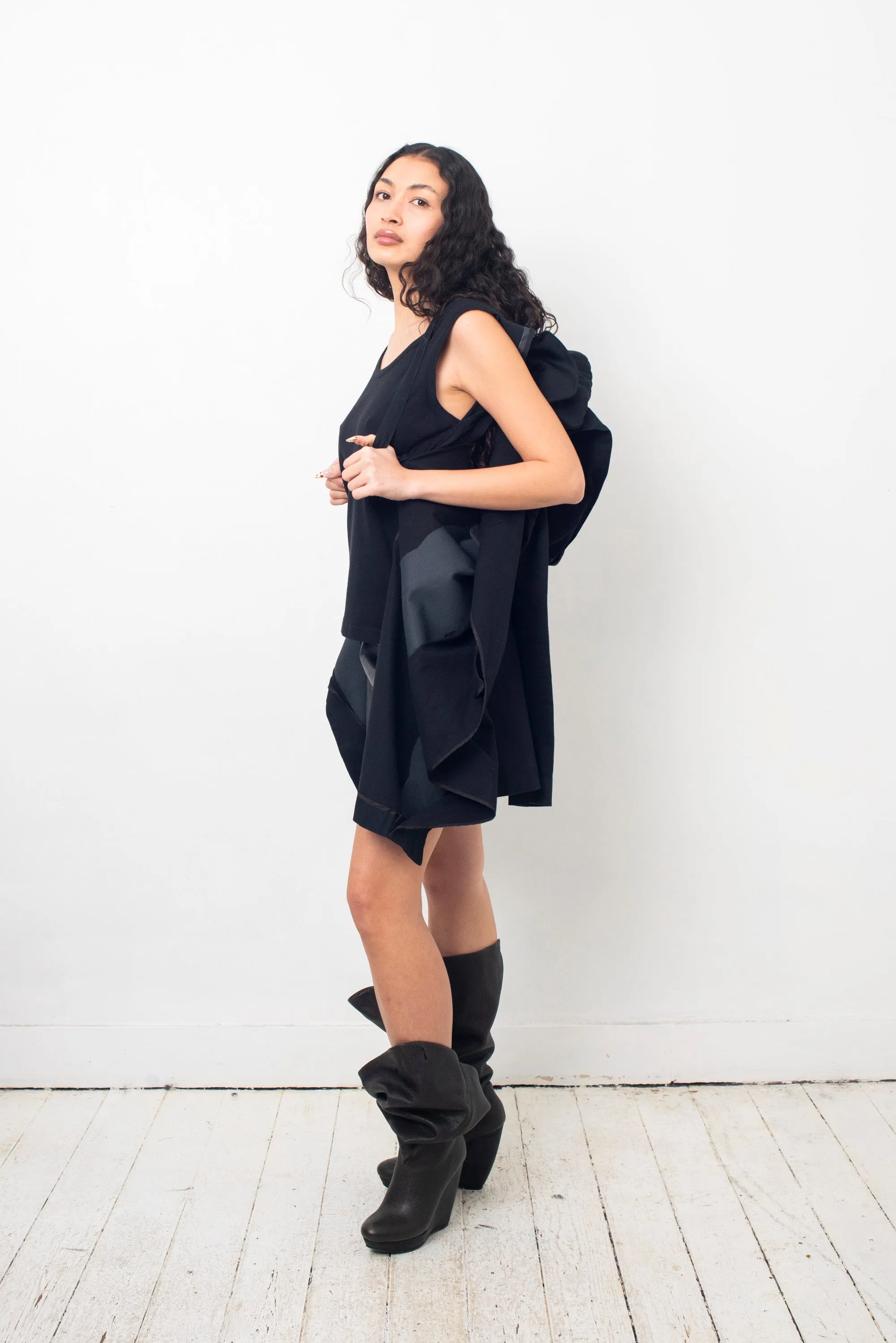 Helmut Lang SS 2000 black cotton parachute coat with removable collar