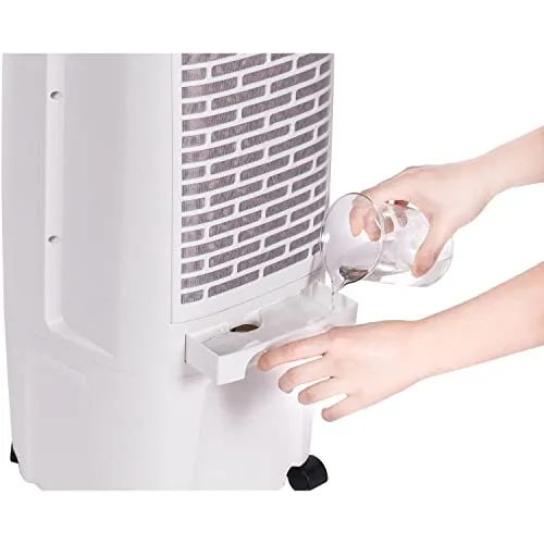 Honeywell 2.6 Gallon Indoor Portable Evaporative Air Cooler for Garage, Basement, Attic, 115V, for up to 120 Sq. Ft. with Remote, Quiet, Low Energy, Compact, White