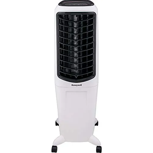 Honeywell 2.6 Gallon Indoor Portable Evaporative Air Cooler for Garage, Basement, Attic, 115V, for up to 120 Sq. Ft. with Remote, Quiet, Low Energy, Compact, White