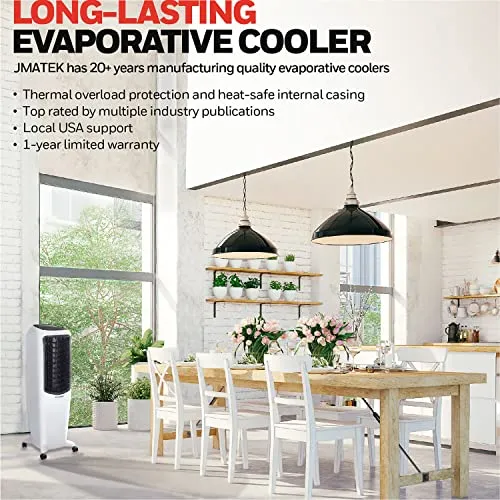 Honeywell 2.6 Gallon Indoor Portable Evaporative Air Cooler for Garage, Basement, Attic, 115V, for up to 120 Sq. Ft. with Remote, Quiet, Low Energy, Compact, White