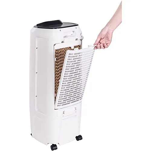 Honeywell 2.6 Gallon Indoor Portable Evaporative Air Cooler for Garage, Basement, Attic, 115V, for up to 120 Sq. Ft. with Remote, Quiet, Low Energy, Compact, White