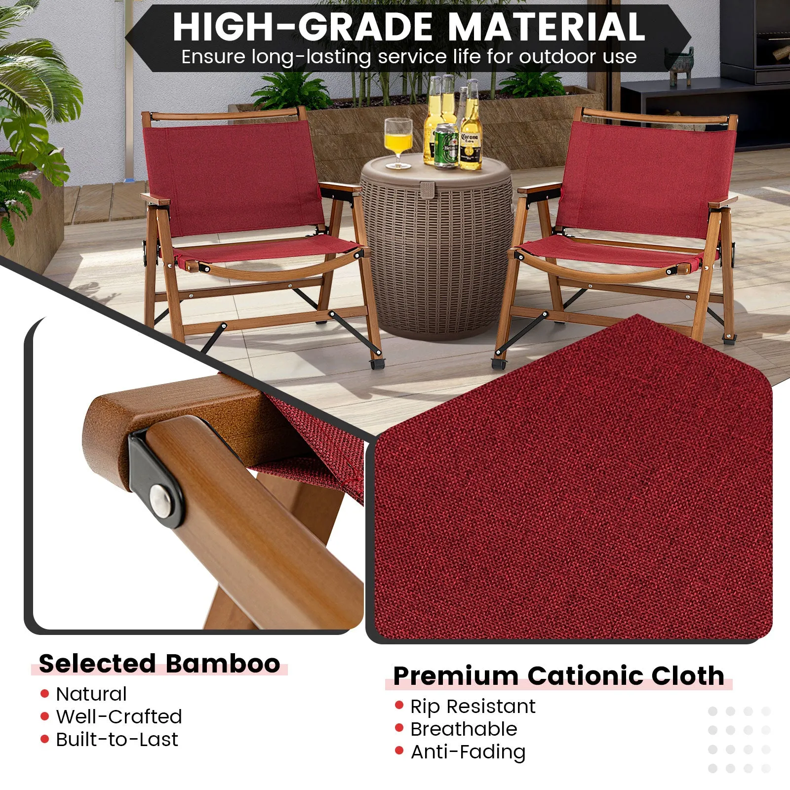 NNECW Patio Folding Portable Outdoor Chair for Camping Fishing Picnic-1 piece