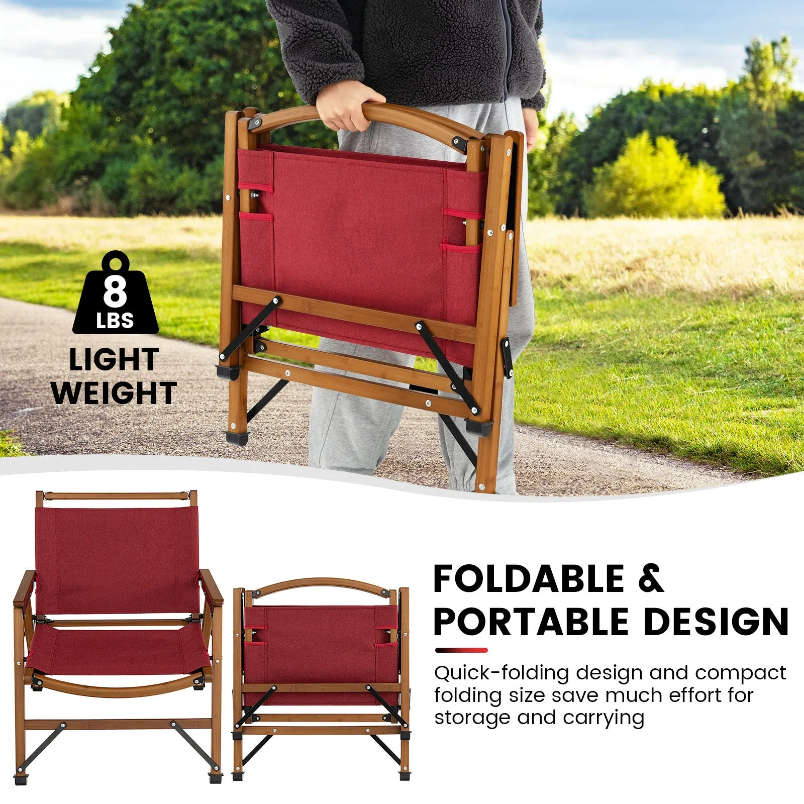 NNECW Patio Folding Portable Outdoor Chair for Camping Fishing Picnic-1 piece