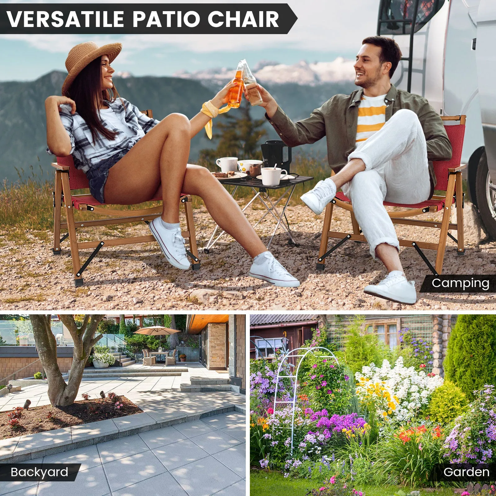 NNECW Patio Folding Portable Outdoor Chair for Camping Fishing Picnic-1 piece