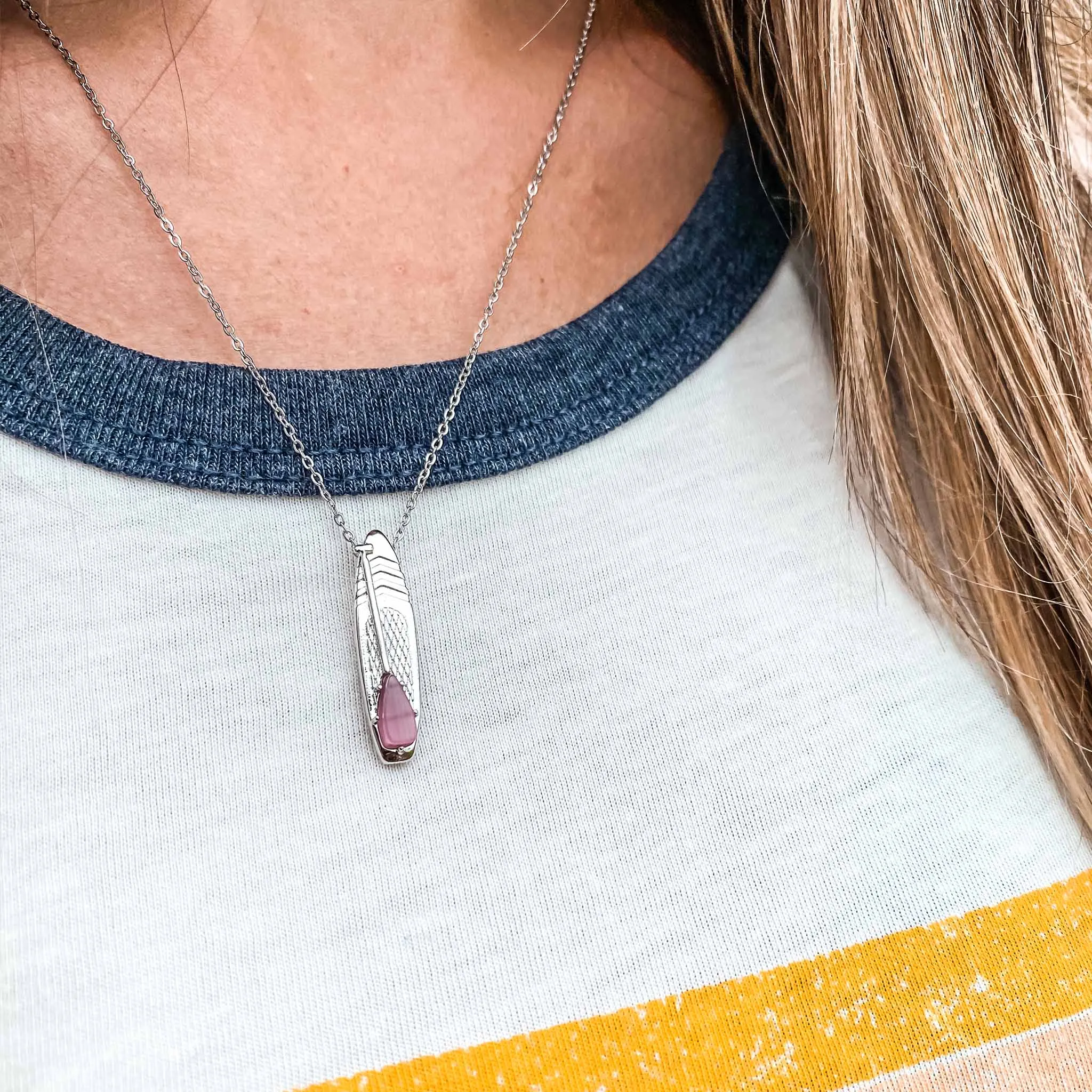 OCTOBER Birthstone Paddle board Necklace in Tourmaline