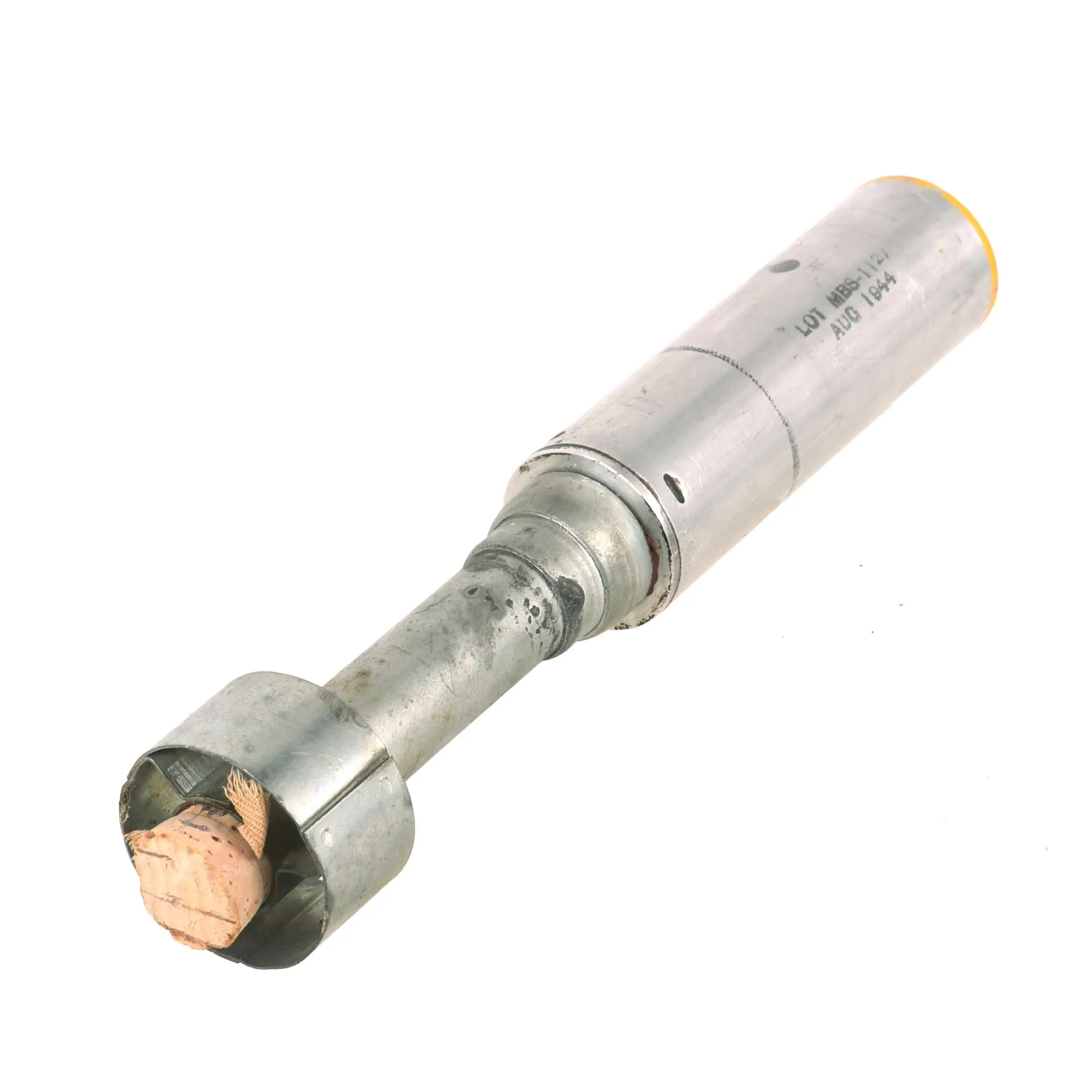 Original U.S. WWII M21A1 Amber Star Signal Parachute Flare in Tube - Dated August & October 1944