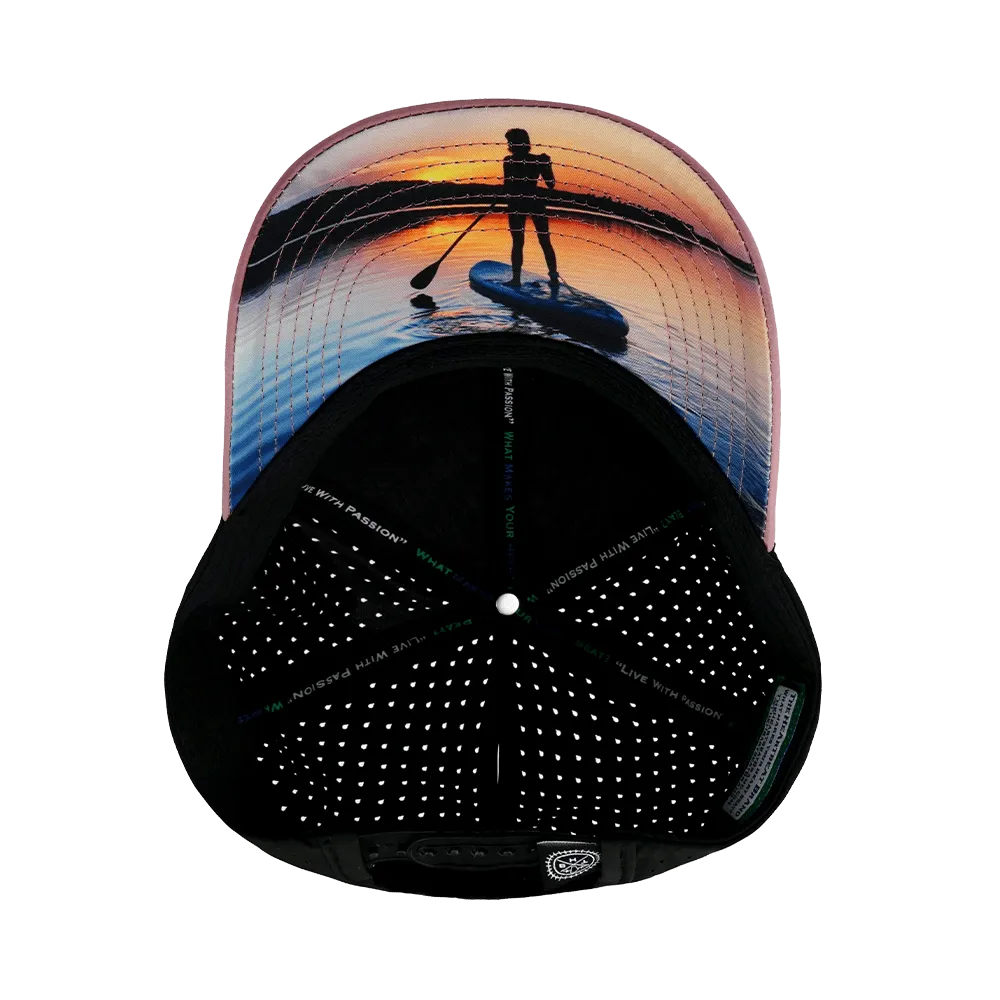 Paddle Board Hat | Low Profile | Ponytail | Lavender - Black