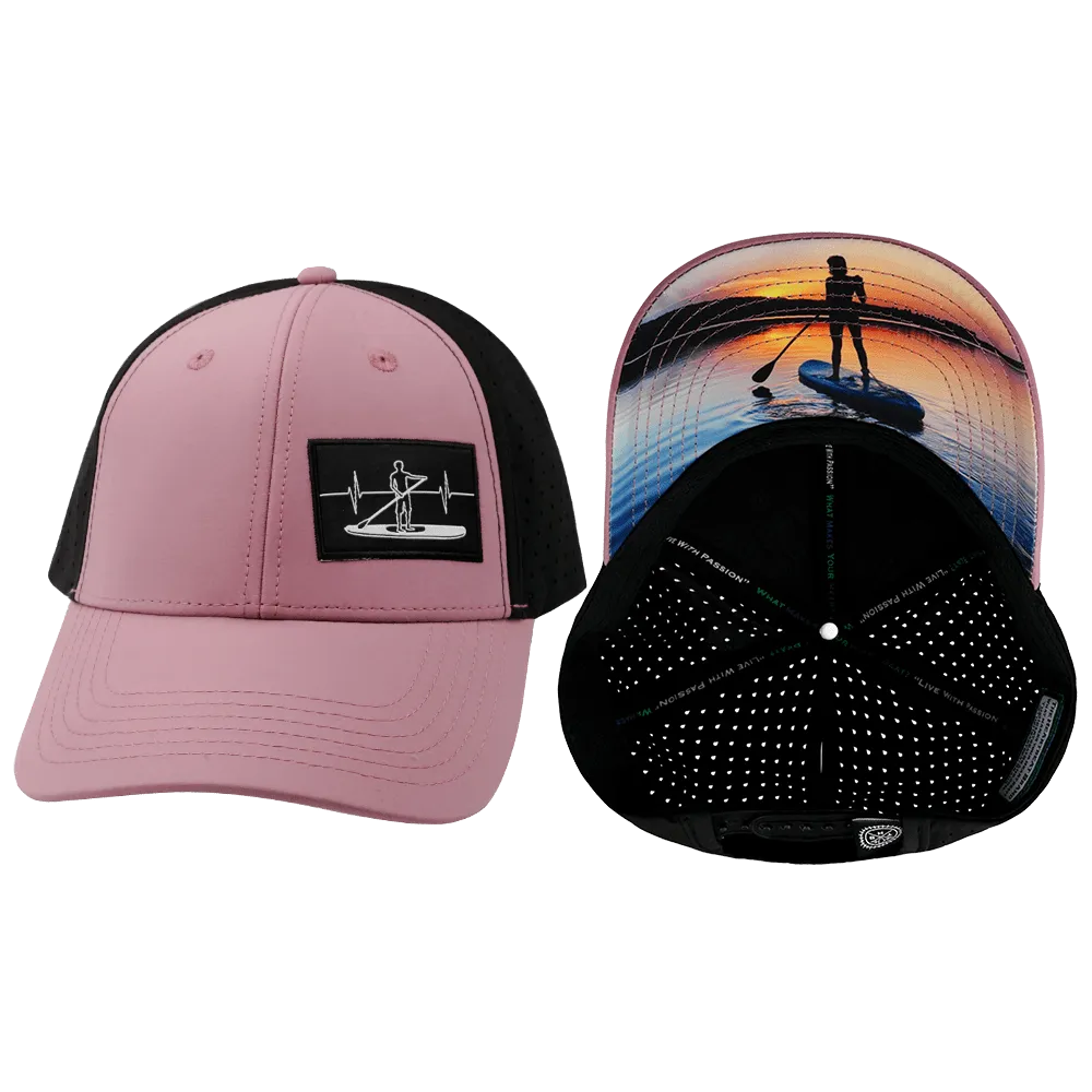 Paddle Board Hat | Low Profile | Ponytail | Lavender - Black